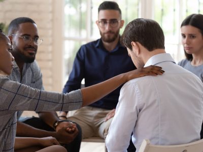 Group of peers gathered to show support for one of the group