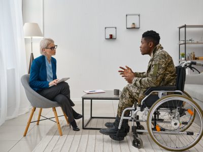 Soldier with disability with social worker